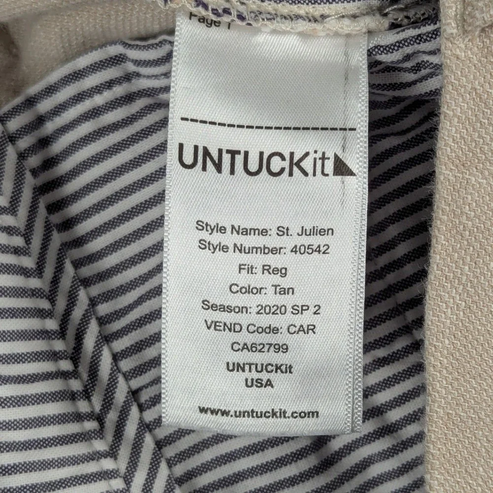 UNTUCKit St. Julien Mens Tan Linen Blend Shorts Regular Fit Size 33 Khaki